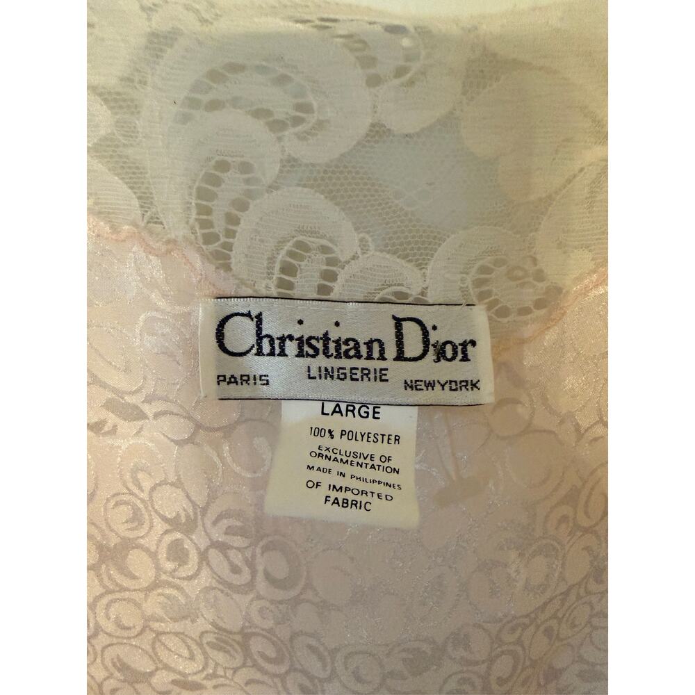 Vintage Christian Dior Women's Light Pink Blush Peach Satin Lace Robe Large NWOT - Picture 3 of 13
